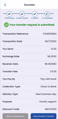 Payment Confirmation on our App